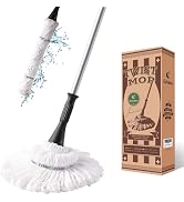 Eyliden Mop with 2 Reusable Microfiber Heads, Easy Wringing Twist Mop, 57.5 inch Long Handle, Wet...