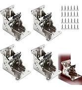 4 Pack Stainless Steel Invisible Self-Locking Folding Hinge, Folding Table Brackets, Self Lock Ex...