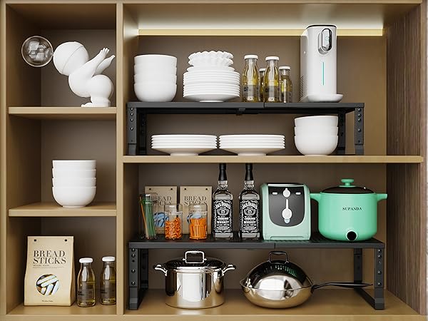 Expandable Kitchen Cabinet Shelf Organizers