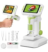 HEWEIMEI 1600X Microscope for Kids, 4K 4.0" Digital Screen Kids Microscopes with Slides Kit, Educ...