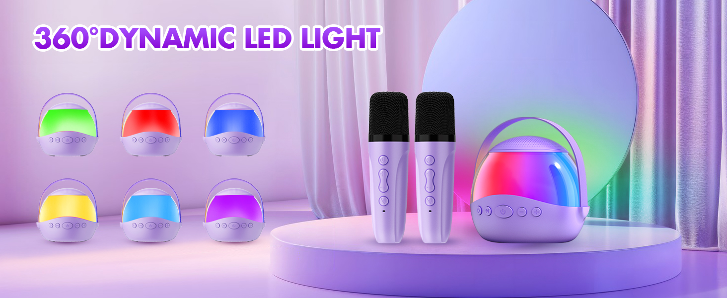 mini karaoke machine with 2 wireless microphones
