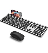 Wireless Keyboard and Mouse Combo, CHESONA Bluetooth Rechargeable Full Size Multi-Device (Bluetoo...