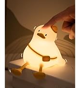 joyful xinghai Kids Night Light Duck Design, Silicone Tap Control Bedside Lamp with Time Auto-Off...