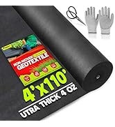 PAMAZY [Premium] Non Woven 4oz 4ftx110ft Geotextile Fabric (Gloves &amp; Scissors Included), Heavy Du...