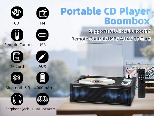 Portable CD Player Boombox