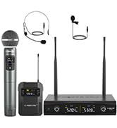 Phenyx Pro Wireless Microphone System, Metal Wireless Mic Set with Handheld Microphone/Bodypack/H...