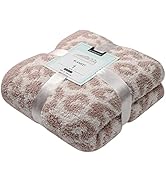 bearberry Fuzzy Leopard Knitted Throw Blanket Soft Cozy Warm Microfiber Blanket for Couch Sofa Be...