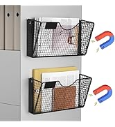 MFTEK Magnetic File Holder, 2 Pockets Magnetic File Folder Holder No Drilling Magnet Paper Mail O...