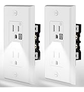 SOZULAMP Wall Outlet Receptacle with Night Light,Daylight LED Nightlight Electrical Outlets,Tampe...