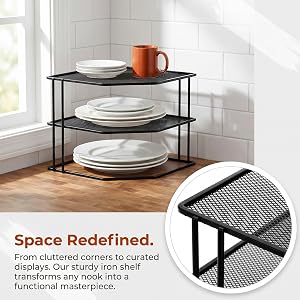 Yarlung 3-Tier Cabinet Corner Shelf, 9x9x7.5 Inches Metal Wire Plate Rack Kitchen Counter Organizer