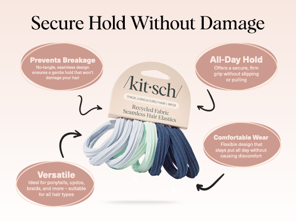 Hair Ties No Damage - Strong, Stretchy Hair Bands Soft Nylon Ponytail Holders Snag-Free Rubber Bands
