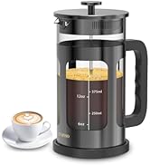 French Press Coffee Maker, French Press 304 Stainless Steel with 4 Filter, Heat Resistant Durable...