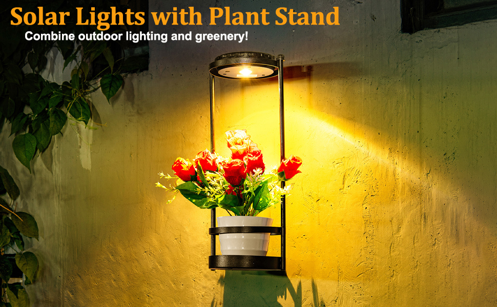 Solar Lights Outdoor with Plant Stand