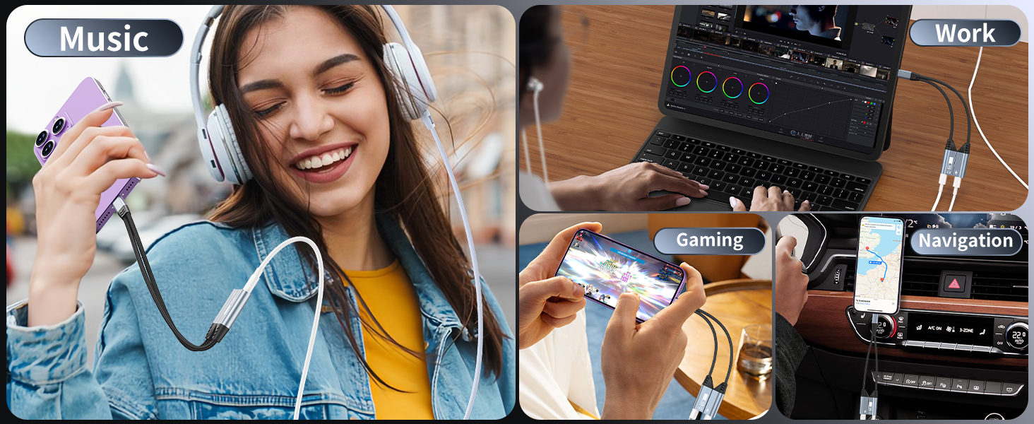 Apple MFi Certified Dual Lightning Splitter for iPhone/Pad - Audio