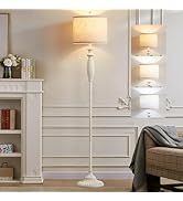 63.8" Vintage Floor Lamp with Rotary Switch, Dimmable Color Temperature Standing Lamp, Retro Farm...
