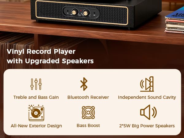 black record player with speakers