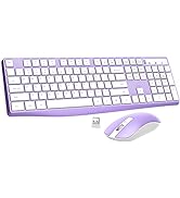 Wireless Mouse &amp; Keyboard Combo, 2.4 GHz Full-Sized Keyboard and Mouse with USB Receiver, 3 Level...