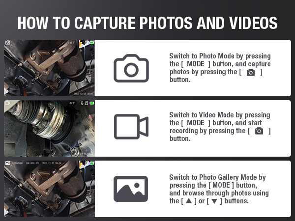 snake endoscope borescope inspection camera scope record photo video audio