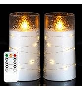 Homemory Flameless Candles with Embedded Star String Fairy Lights, Battery Operated Candles, LED ...