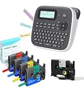 EazeID Label Maker Machine with 5PK Color Tape Waterproof-Labels, Keyboard Labeler Machine Portab...