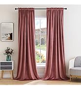 MIULEE Dusty Rose Pink Velvet Curtains Thermal Insulated Blackout Curtain Drapes for Bedroom Livi...