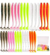 Vhxmaizxn 30pcs Soft Plastic Fishing Lures Paddle Tail Swimbaits Soft Baits Lure for Bass Crappie...