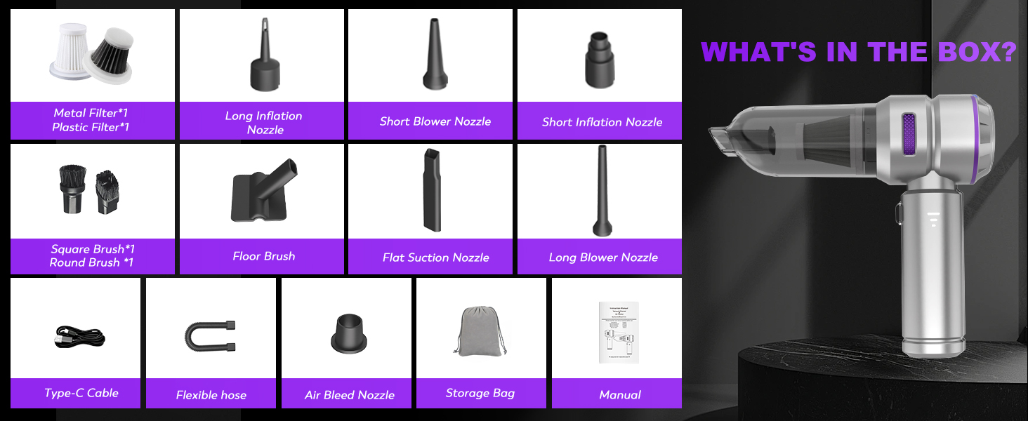 KedeeSparkle Handheld Car Vacuum Cleaner, 4 in 1 Cordless Vacuum Cleaner