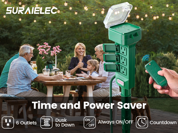 6 plug outdoor timer outdoor extension cord for christmas lights