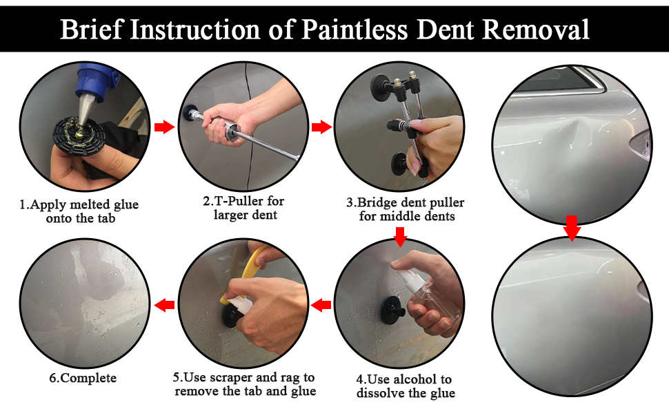 Dent Puller Kit - Paintless Dent Removal Kit, Dent Repair Kit with Slide Hammer T-Bar