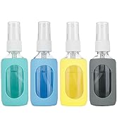 HOMBYS Amber Frosted Glass Spray Bottles with Silicone Sleeve Protection