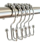 Baires Bath Shower Curtain Hooks 12 Pack, Double Glide Rings for Bathroom Curtain, Rust-Resistant...