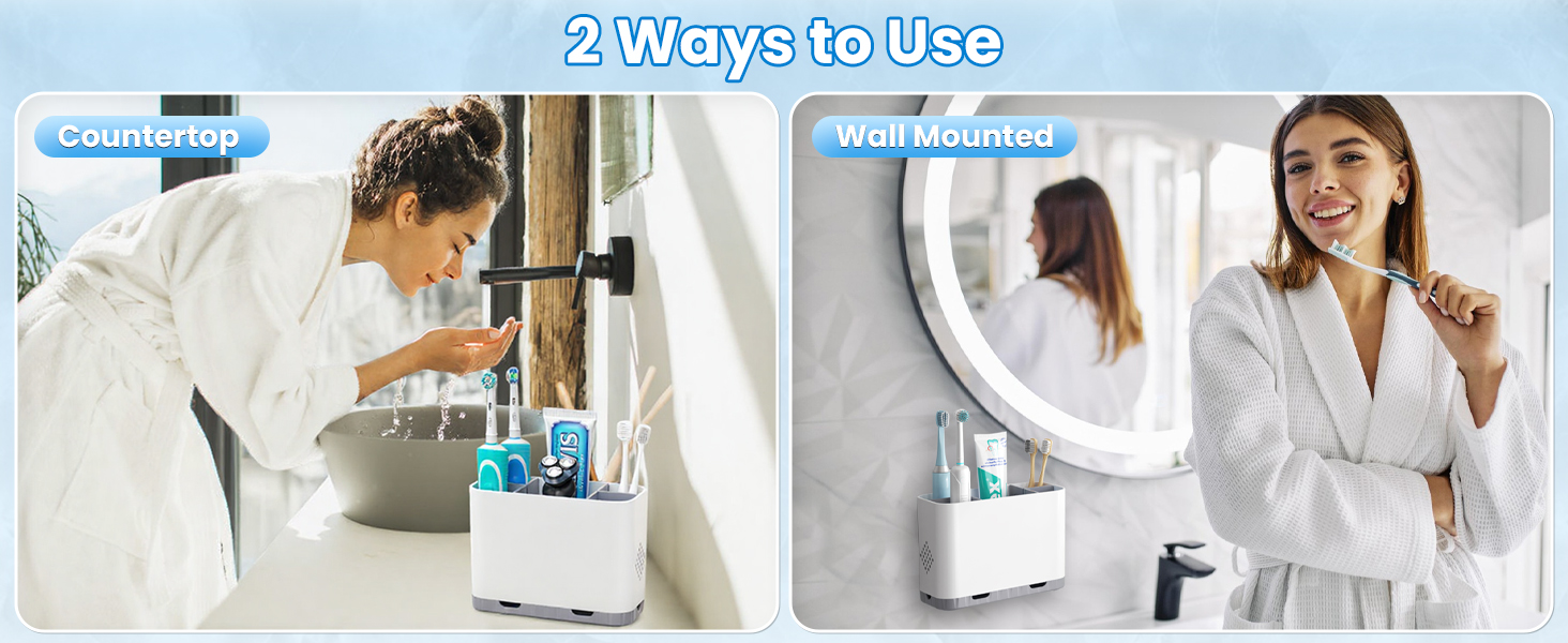 This plastic toothbrush holder with drain is easy to take apart and thorough clean.