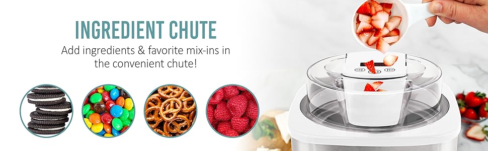 ingredient chute add ingredients and favorite mix ins in the convenient chute