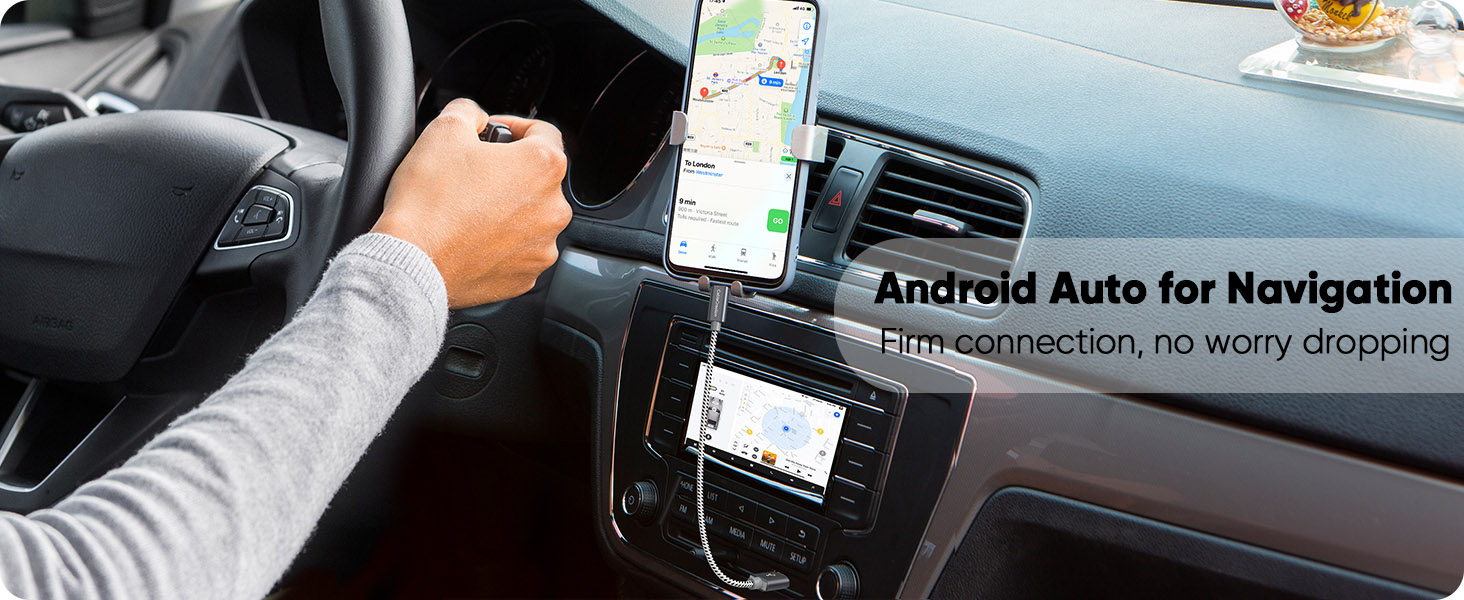 a car with a phone in the car