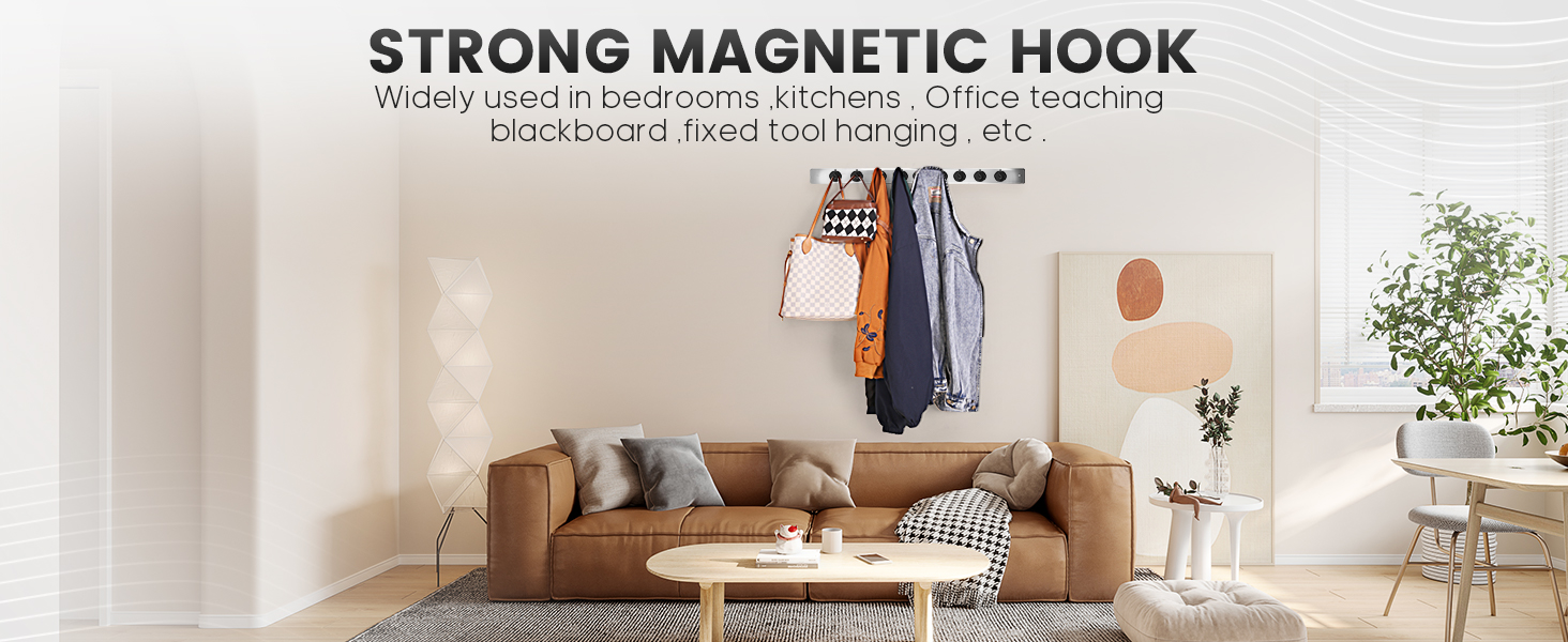 Strong black magnetic hooks is widely used in bedroom kitchen