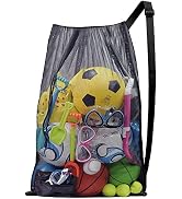 Rudmox Drawstring Mesh Ball Bag, Foldable Swim Bags, Mesh Backpack for Soccer Ball, Basketball, G...