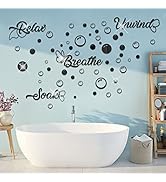 60 Pieces Bathroom Wall Decals Mirror Stickers Decor Relax Soak Unwind Unwind DIY 3D Acrylic Mirr...