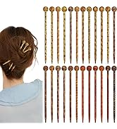 24 Pcs Boho Vintage Wood Hair Sticks Japanese Chinese Hairpin Retro Hair Chopsticks Decorative Di...