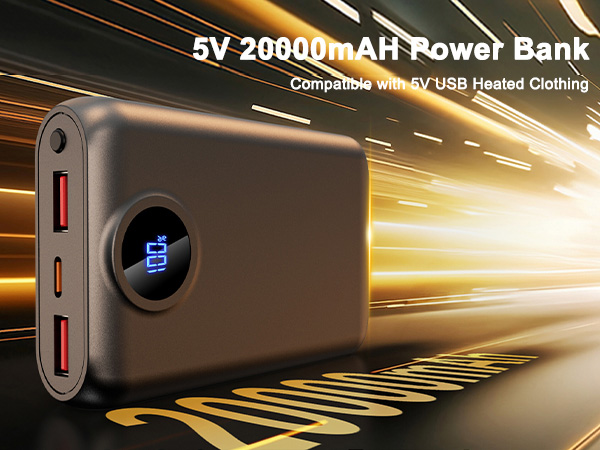 USB 5V 20000MAH heated vested battery pack for men women heated camping chairs heated pants