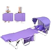 Tanning Chair with Sun Canopy Face Hole Softer Padded Adjustable Washable, Heavy Duty Layout Fold...