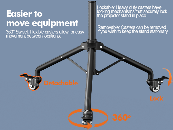 Casters can be removed if you wish to keep the stand stationary.