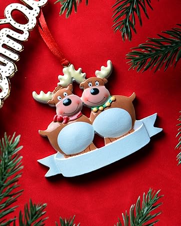 2022 Personalized Reindeer Family Cute Couple Deer Santa Claus Christmas Pendant