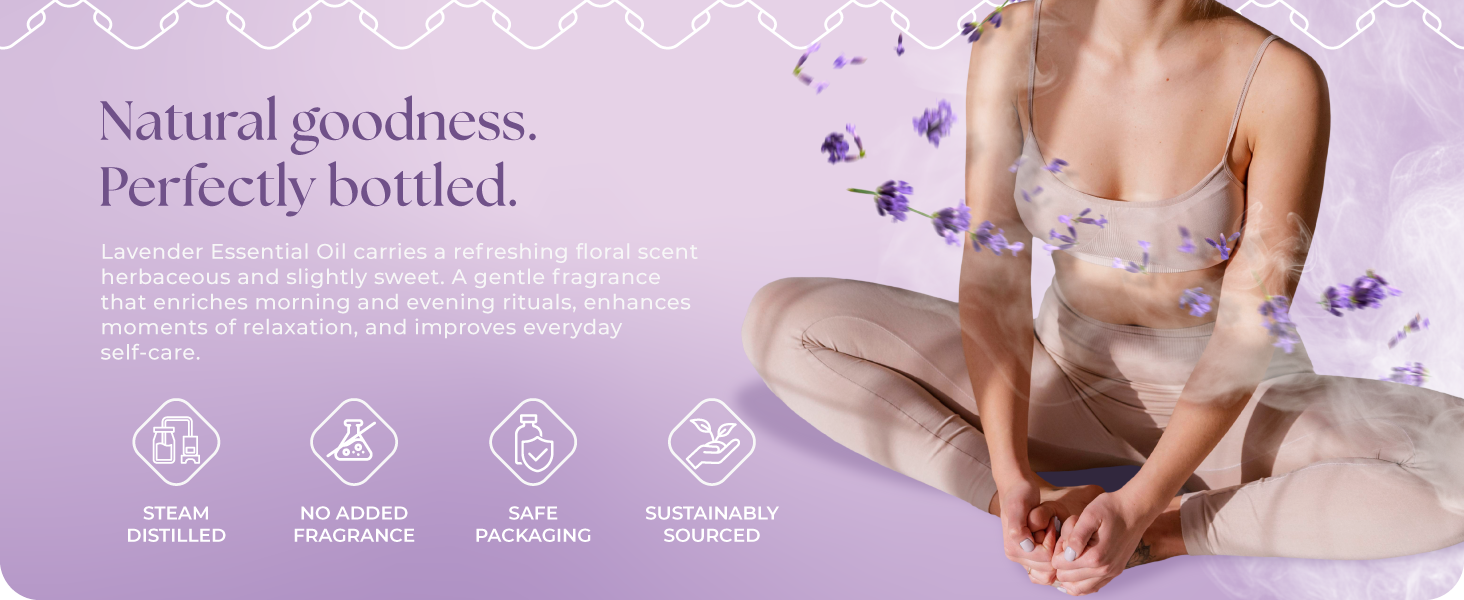 SIVA Lavender Essential Oil is steam distilled and has a gentle floral aroma