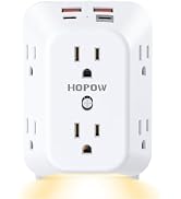 Outlet Extender, PD20W, Night Light, 6AC&amp;2A2C, ETL, Multi Outlet Wall Plug | Outlet with USB Port...