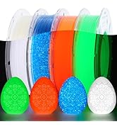 AMOLEN Glow in The Dark 3D Printer PLA Filament Christmas Bundle, Glow Filament Shiny Firefly Blu...