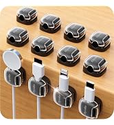 Cable Clips,12 Pack Cord Holder Cord Organizer [1s Lock &amp; Strongest Adhesive] Spring Cord Clips P...