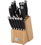 Professional Quality 15 Piece Stainless Knife Set with Shears Sharpener Chef Bread Santoku Filet ...