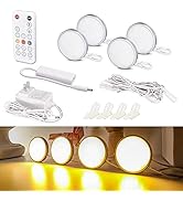 WOBANE LED Puck Lights, Wired Under Cabinet Lighting Kit with Remote, Dimmable Counter Lighting f...