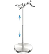 Toilet Paper Holder Stand Adjustable, Freestanding Tissue Roll Holder for Bathroom, Pivoting Desi...