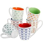 Frcctre 6 Pack Ceramic Coffee Mugs Set, 17 Ounce Large Porcelain Coffee Cups Tea Cups Drinking Cu...